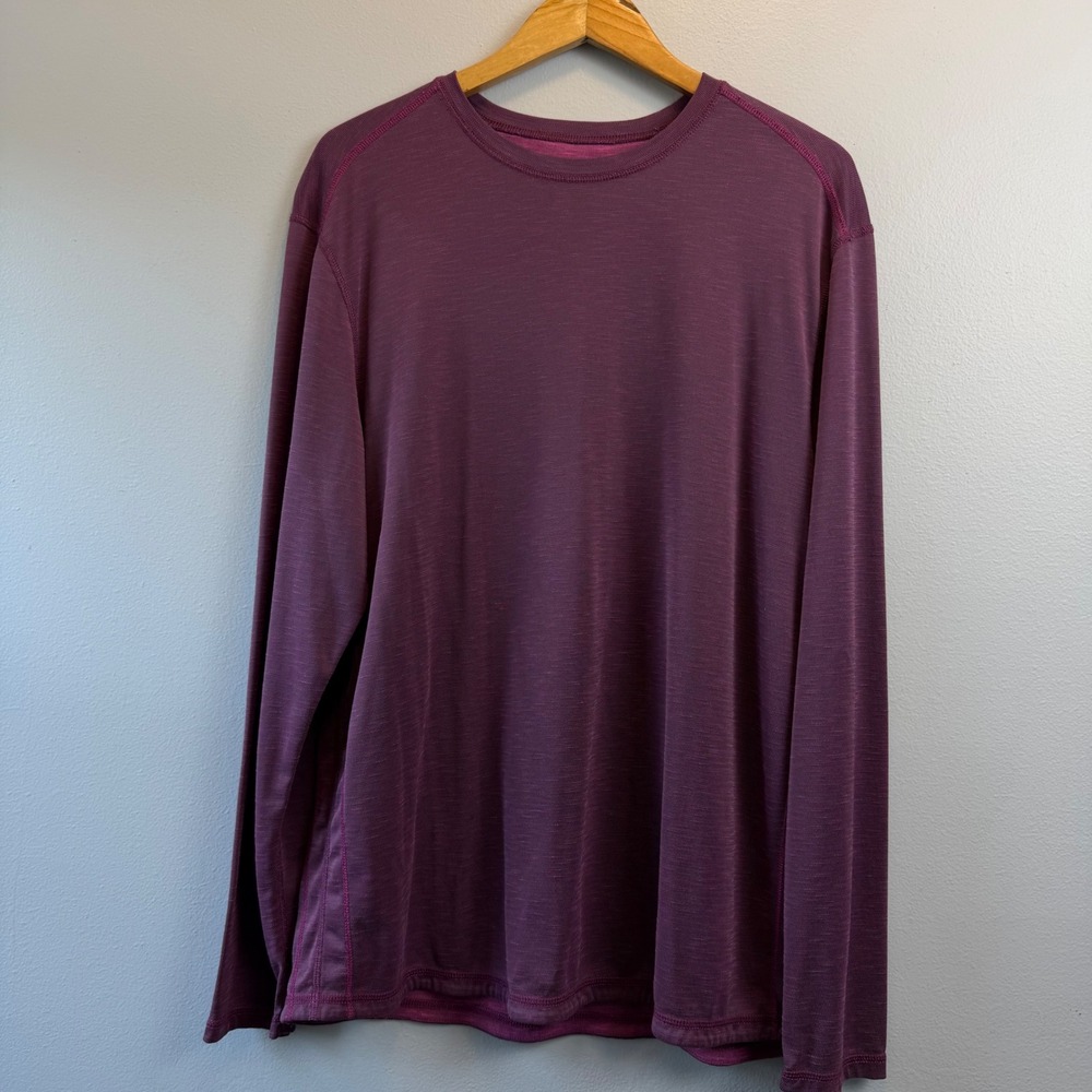 Tommy Bahama Mens Purple Long Sleeve T-Shirt Tencel Modal Blend Crew Neck XL
